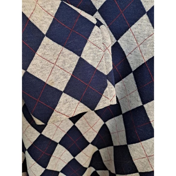 Vintage Stuart Allan Petites Blue and White Argyle Cardigan Size 8 - Picture 6 of 6